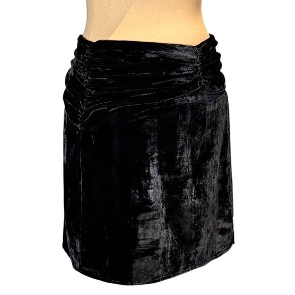 Revolve Lovers + Friends Merci Mini Skirt Sz.M Black Velvet Draped Waist Goth - Picture 5 of 13